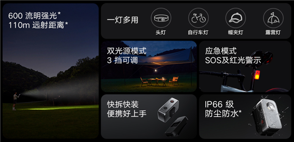 ！小米米家户外多功能灯开售：129元瓦力游戏试玩600流明、110米远射(图4)